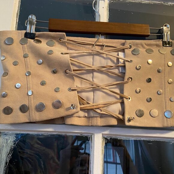 Understated Leather Ultimate for FWRD Studded Suede Lace-Up Corset Belt